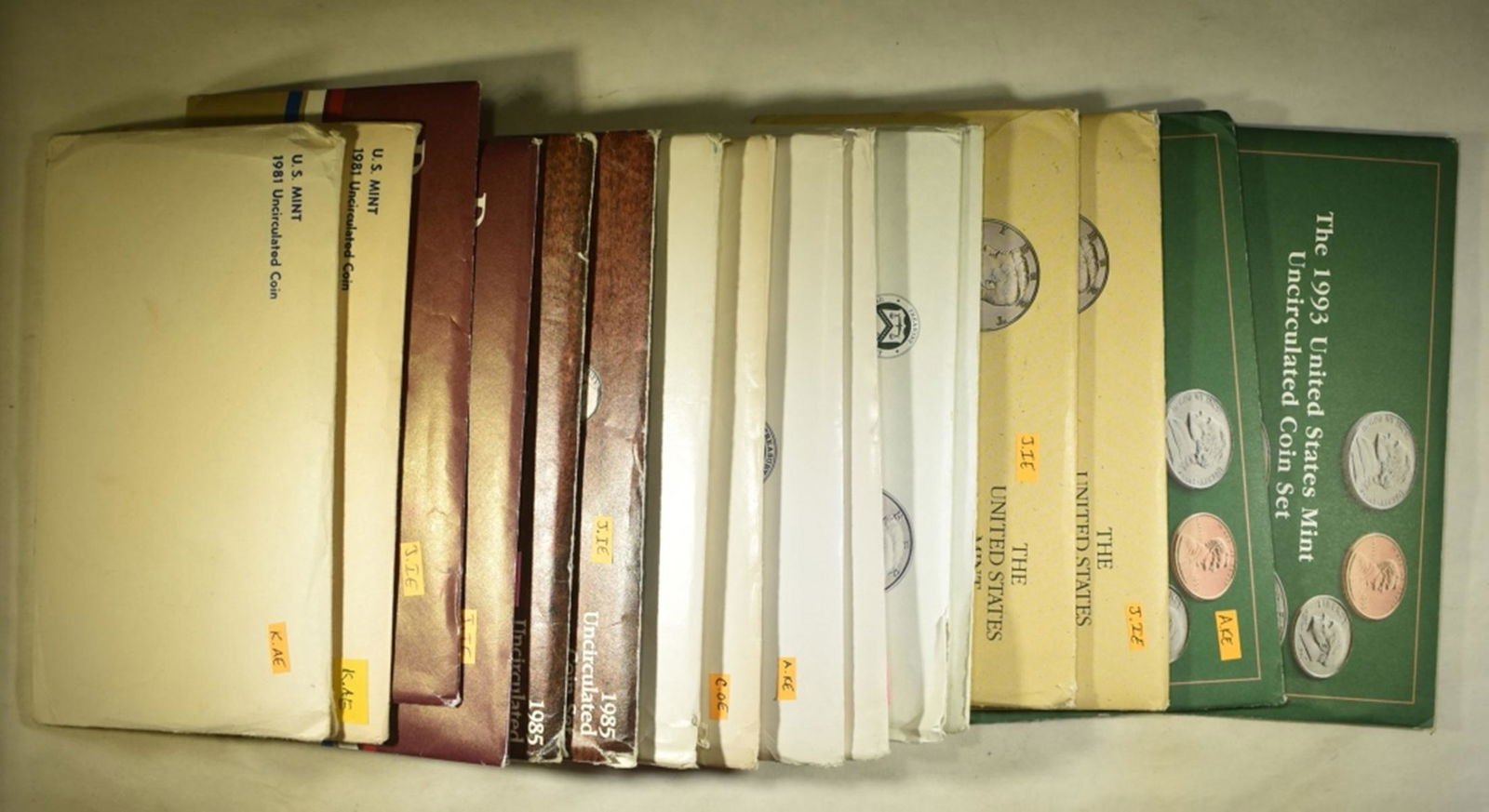 MINT SET LOT; 2ea 1981, 84, 85, 86, 87, 89, 90, (1 of 2)