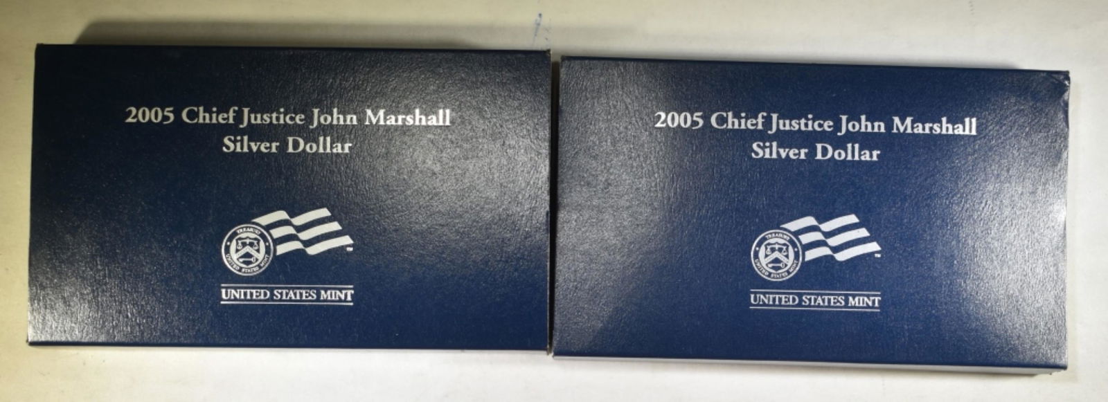 (2) 2005 CHIEF JUSTICE COMM UNC SILVER $1: CHIEF JUSTICE JOHN MARSHALL ESTIMATE $60 - $80.