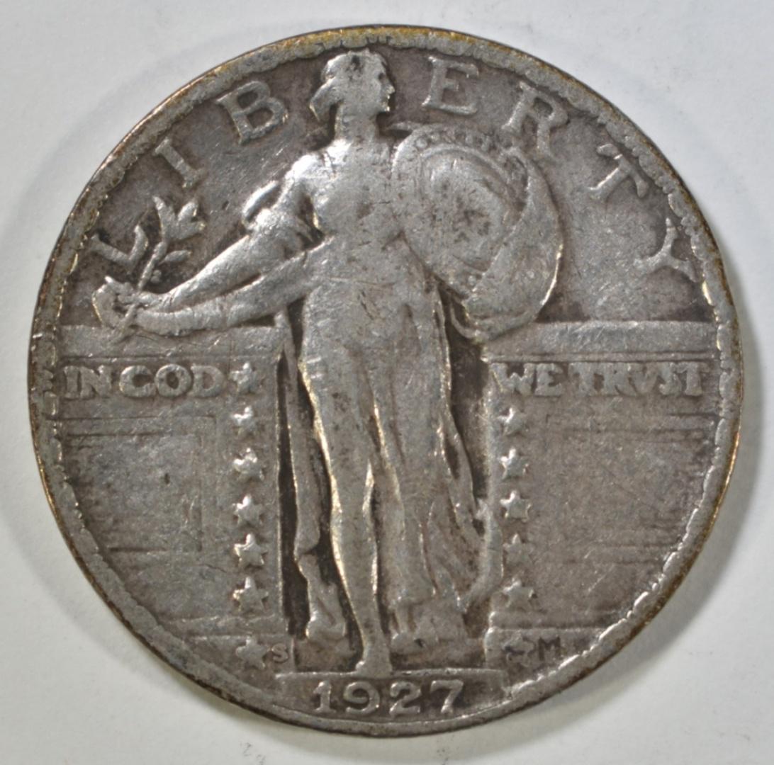 1927-S STANDING LIBERTY QUARTER FINE: CHECK OUT OUR UPCOMING AUCTIONS ESTIMATE $120 - $150.