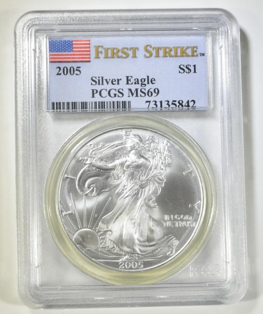 2005 AMERICAN SILVER EAGLE PCGS MS 69 FIRST STRIKE (1 of 4)