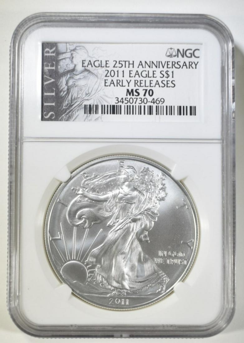 2011  AMERICAN SILVER EAGLE  ER NGC  MS 70 (1 of 4)