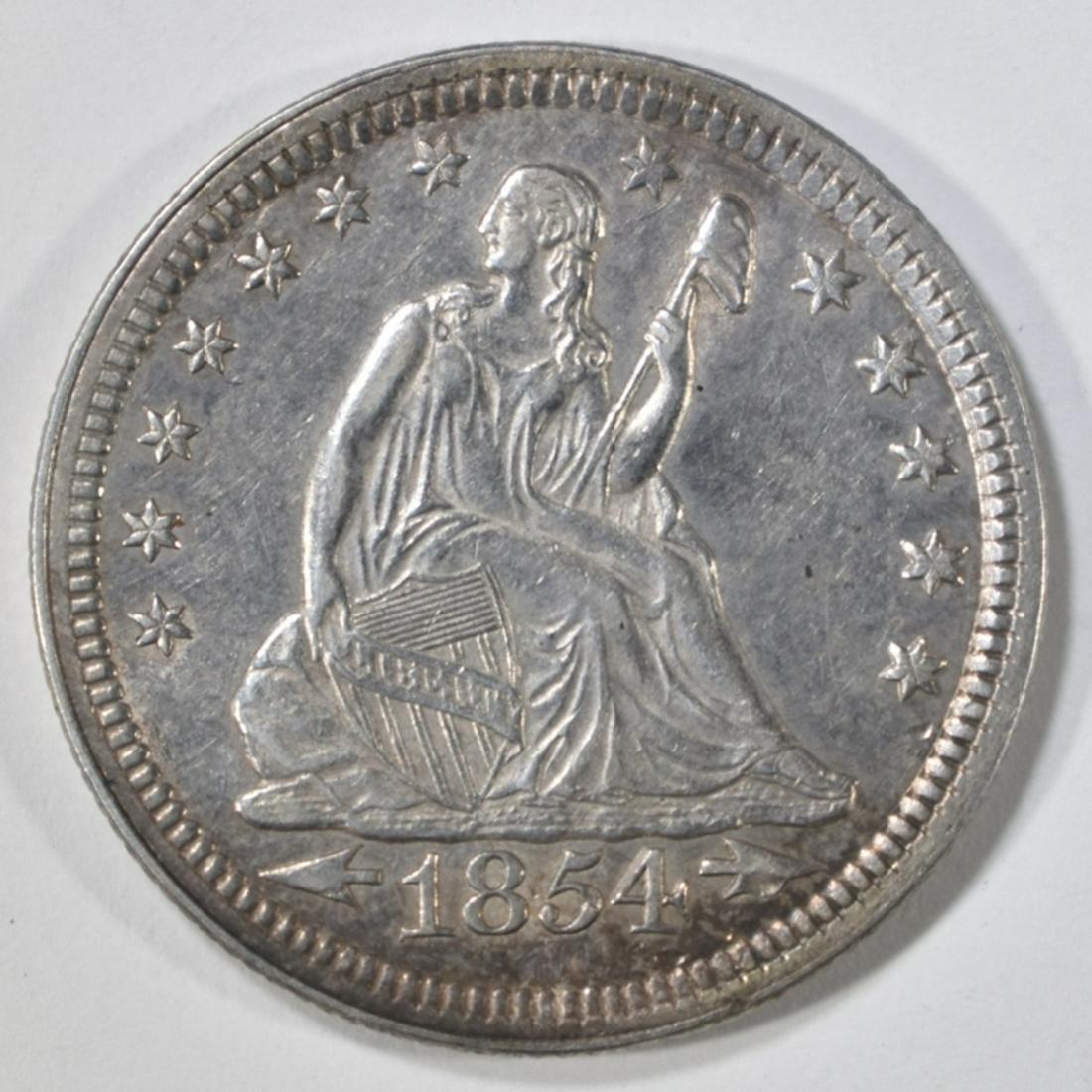 1854 WITH ARROWS SEATED QUARTER CH AU (1 of 2)