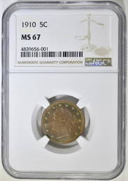 1910 LIBERTY NICKEL  NGC MS-67