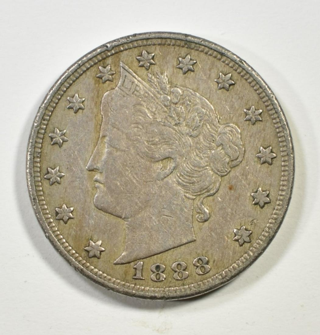 1888 LIBERTY NICKEL XF: TOP RATED AUCTION HOUSE ESTIMATE $150 - $180.