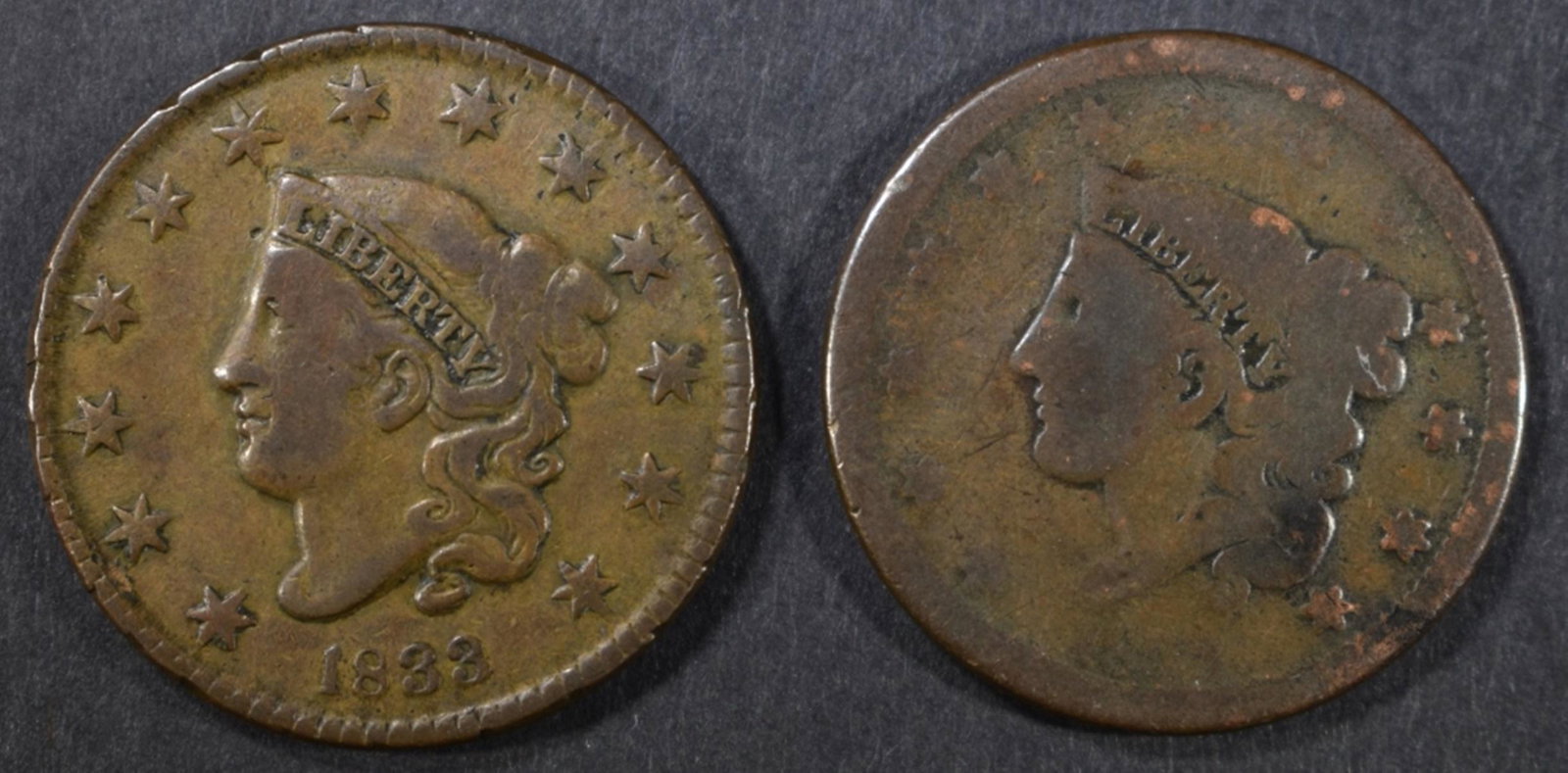 1833 VF & 1838 VG LARGE CENTS (1 of 2)