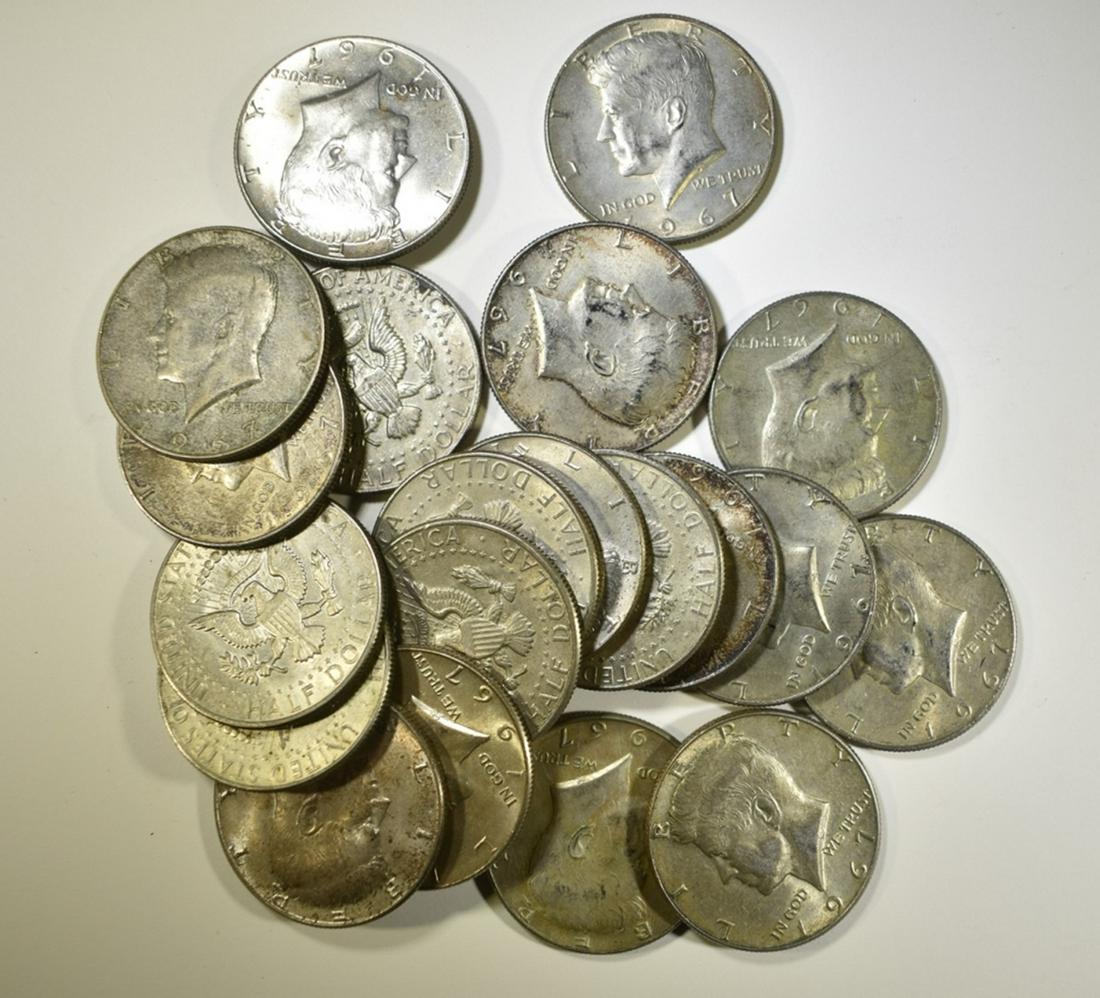 (20) 1967 CIRC KENNEDY HALF DOLLARS (1 of 1)