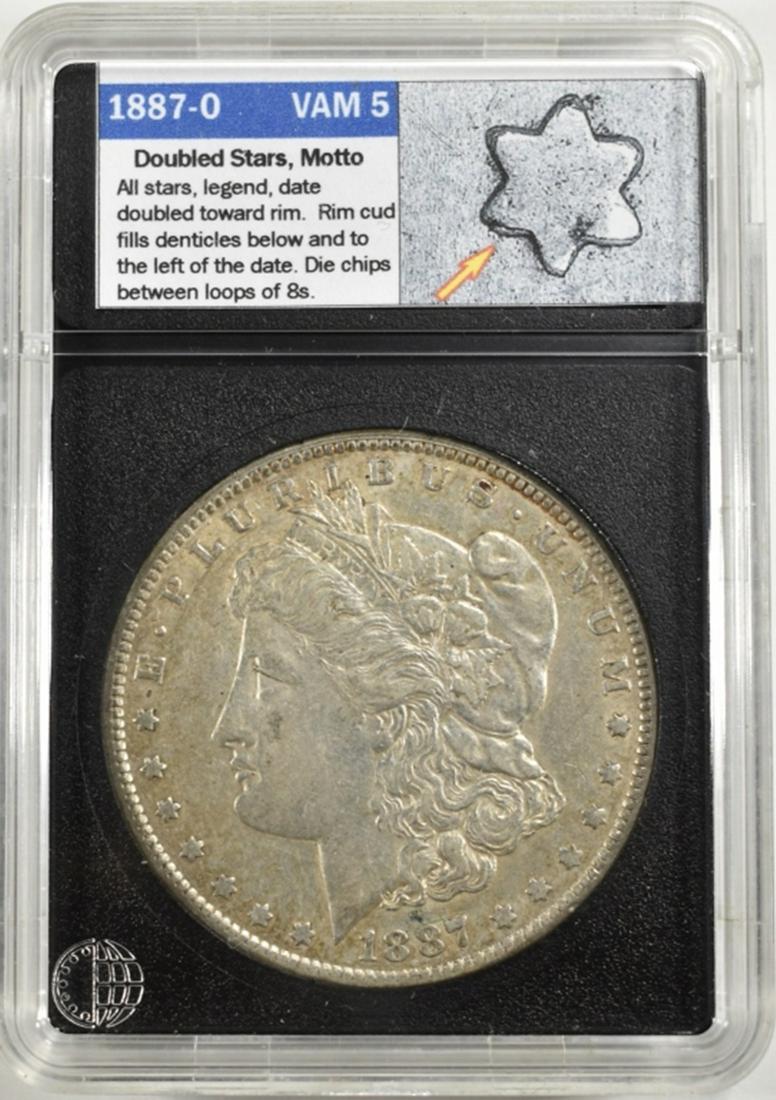 1887-O MORGAN DOLLAR VAM 5: TOP RATED AUCTION HOUSE ESTIMATE $75 - $100.