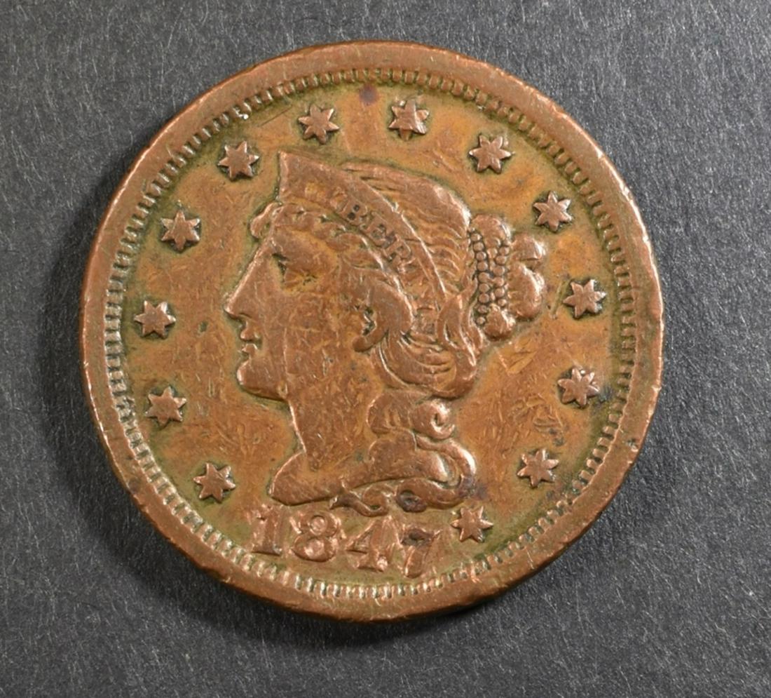 1847 LARGE CENT  XF (1 of 2)