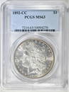 1892-CC MORGAN DOLLAR  PCGS MS-63