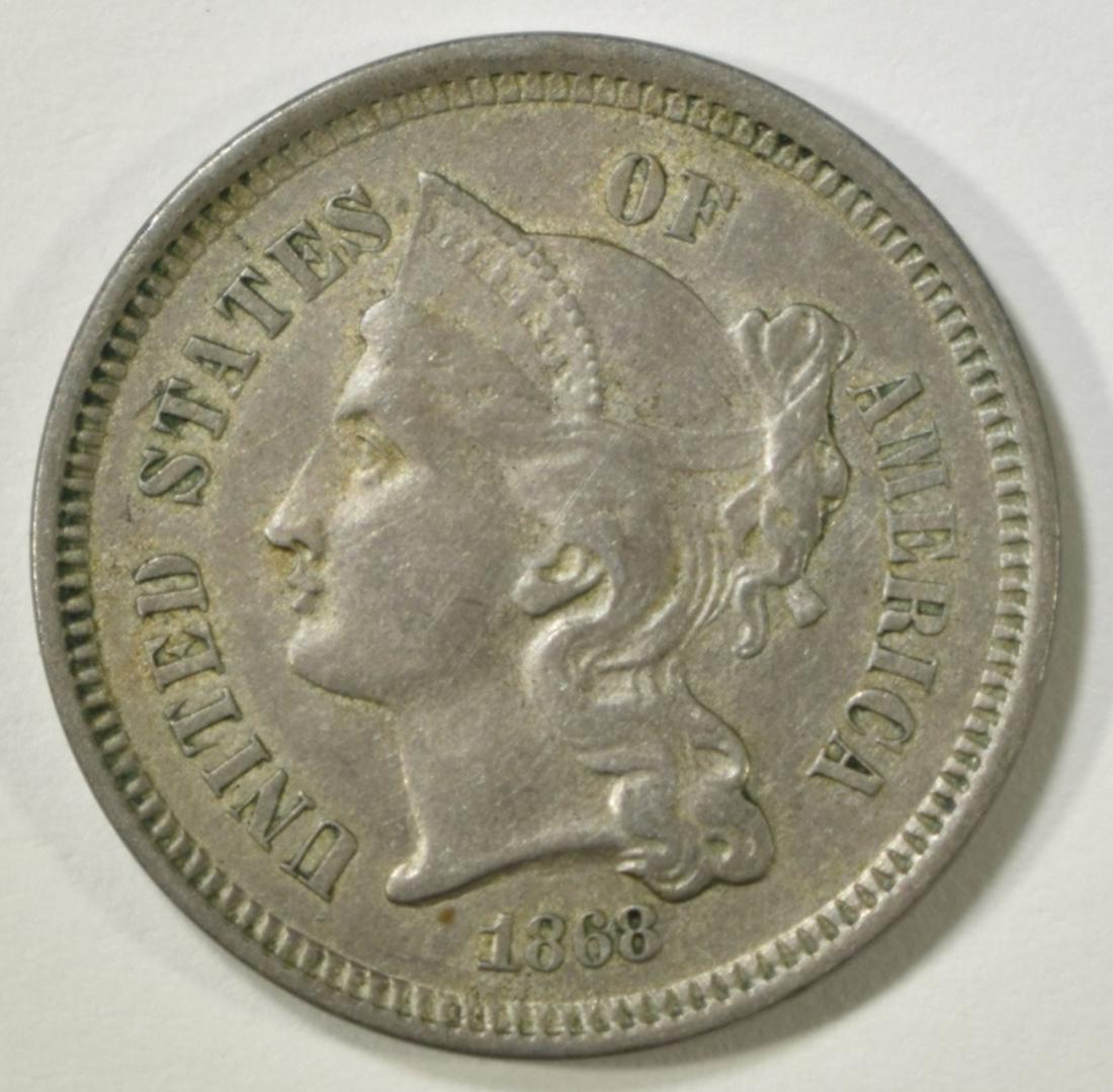 1868 3 CENT NICKEL AU (1 of 2)