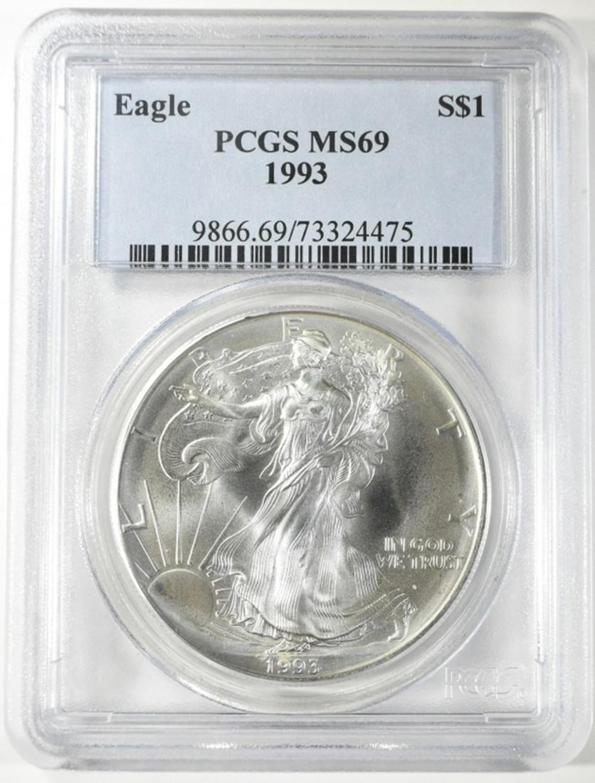 1993 AMERICAN SILVER EAGLE PCGS MS 69 (1 of 4)