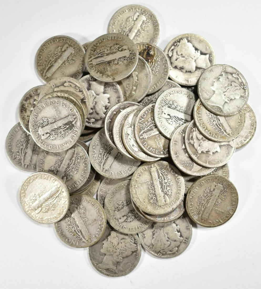 50-CIRC MIXED DATE MERCURY DIMES (1 of 2)