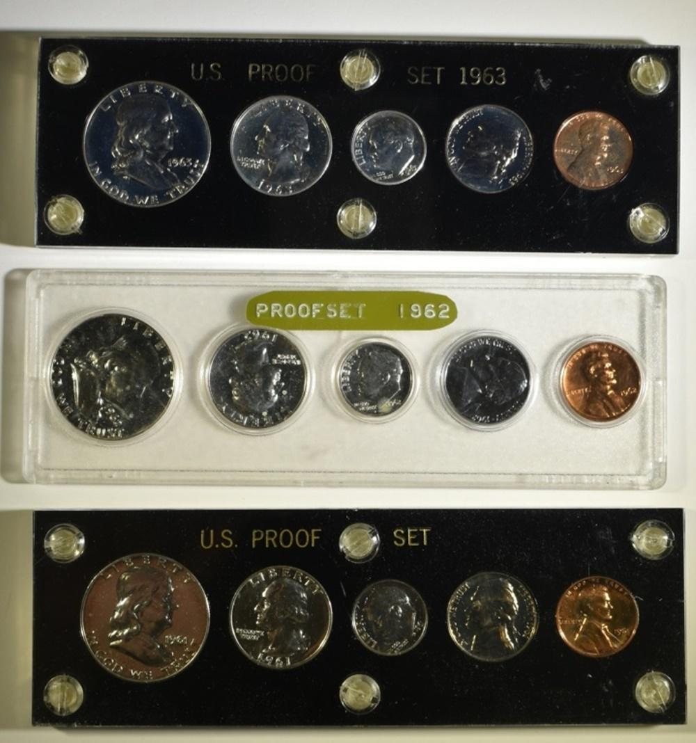 1961, 1962, 1963 U.S. MINT PROOF SETS IN HOLDERS (1 of 2)