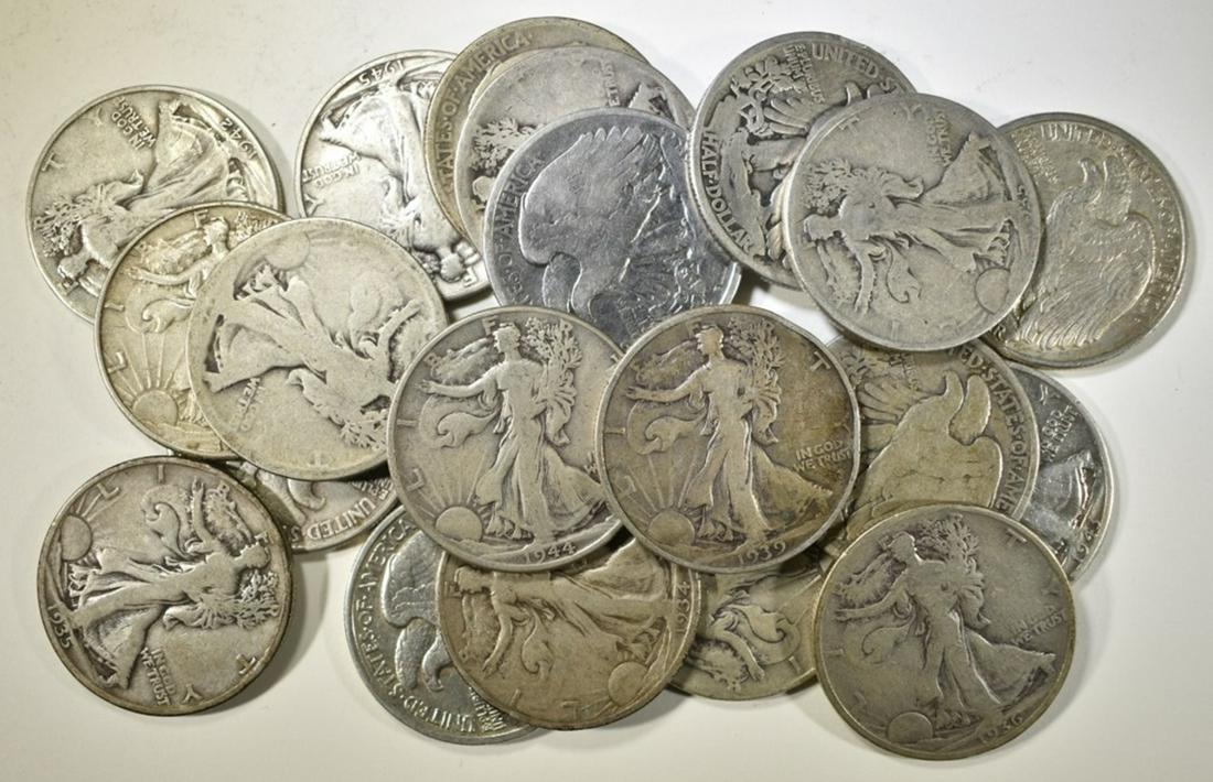 20- CIRC 90% SILVER WALKING LIBERTY HALVES (1 of 2)
