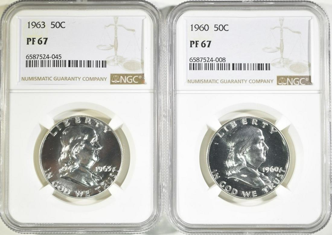 1960 & 1963 FRANKLIN HALF DOLLARS NGC PF-67 (1 of 2)