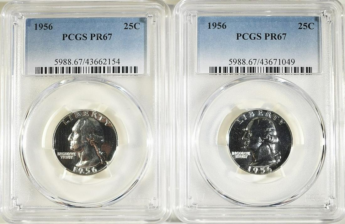 2 1956 WASHINGTON QUARTERS PCGS PR 67 (1 of 2)