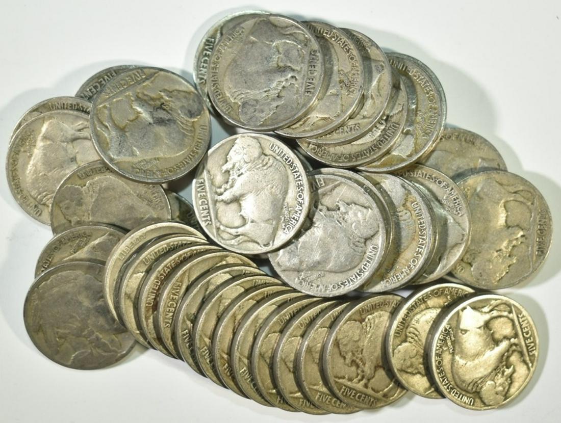 ROLL OF 1916 BUFFALO NICKELS: BID WITH SILVER CITY AUCTIONS ESTIMATE $120 - $160.