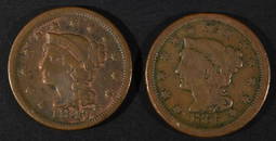 1847 & 1855 LARGE CENTS VF