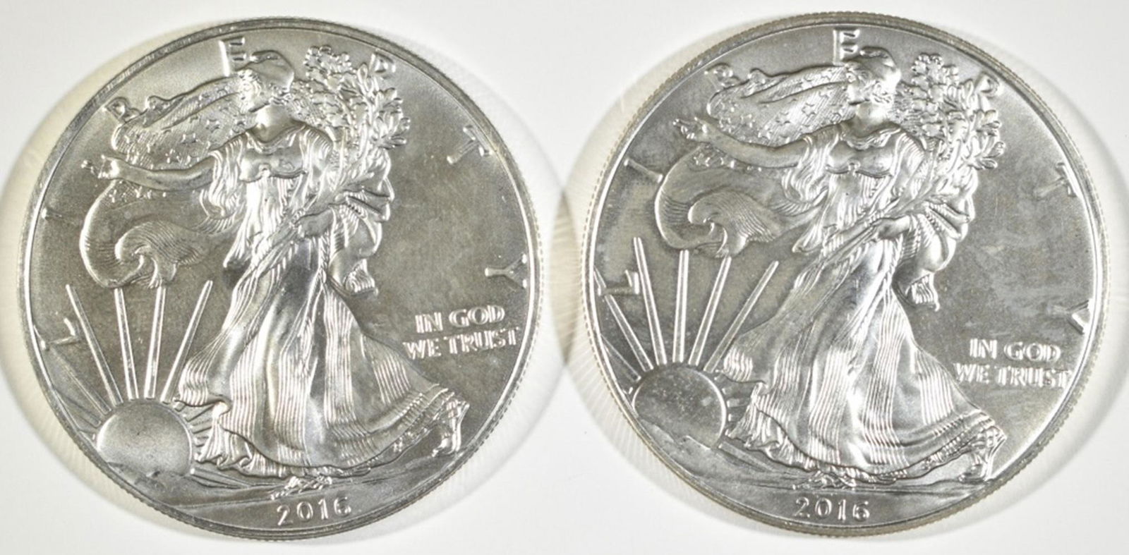 (2)  2016 AMERICAN SILVER EAGLES BU (1 of 2)