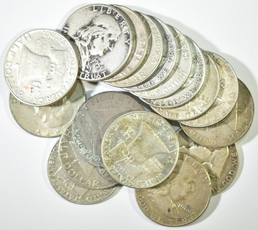 17-MIXED DATE 90% SILVER FRANKLIN HALF DOLLARS (1 of 3)