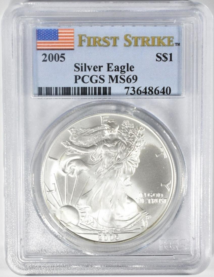 2005 AMERICAN SILVER EAGLE PCGS MS69 (1 of 4)