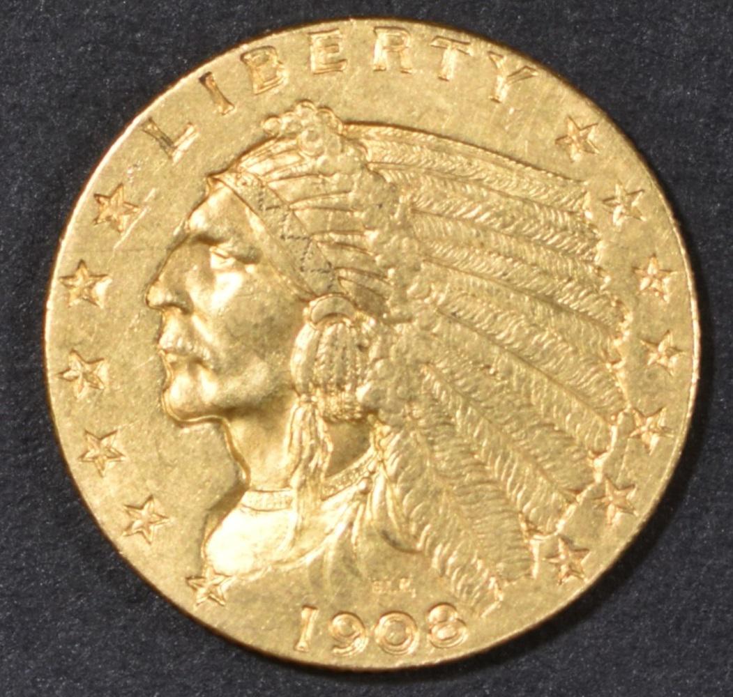 1908 GOLD $2.5 INDIAN CH BU (1 of 2)