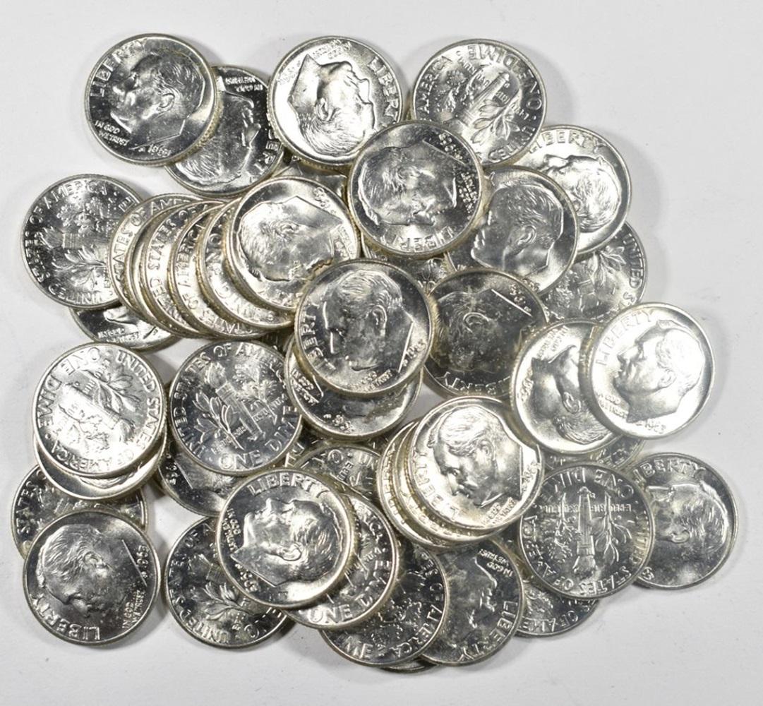 BU ROLL OF 1963-D ROOSEVELT DIMES (1 of 2)