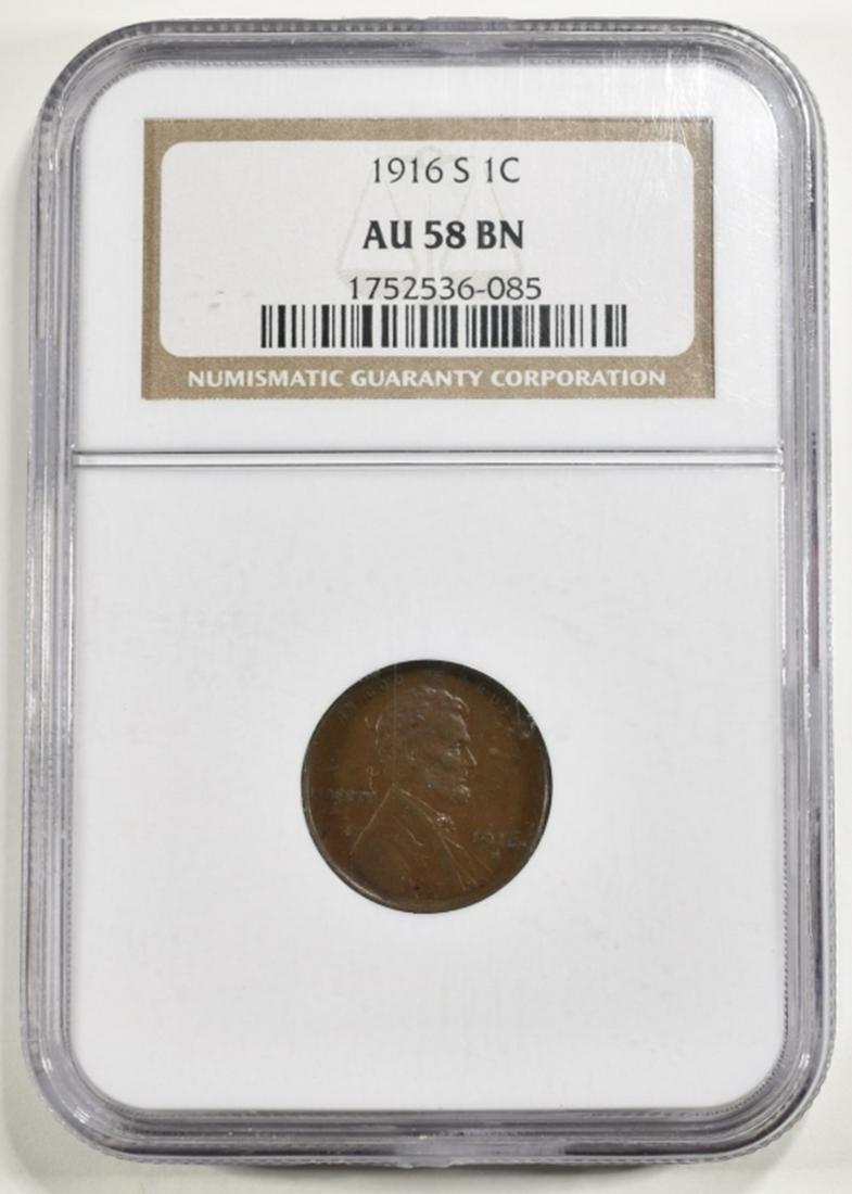 1916-S LINCOLN CENT NGC AU-58 BN (1 of 4)