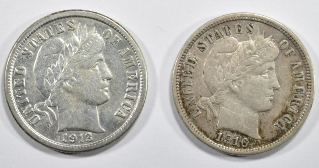 1913 & 1916 BARBER DIMES XF (1 of 2)