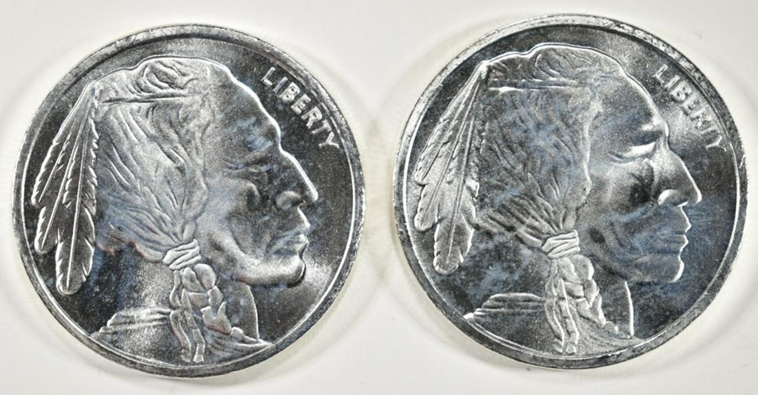 (2) ONE TROY OUNCE .999 SILVER ROUNDS (1 of 2)