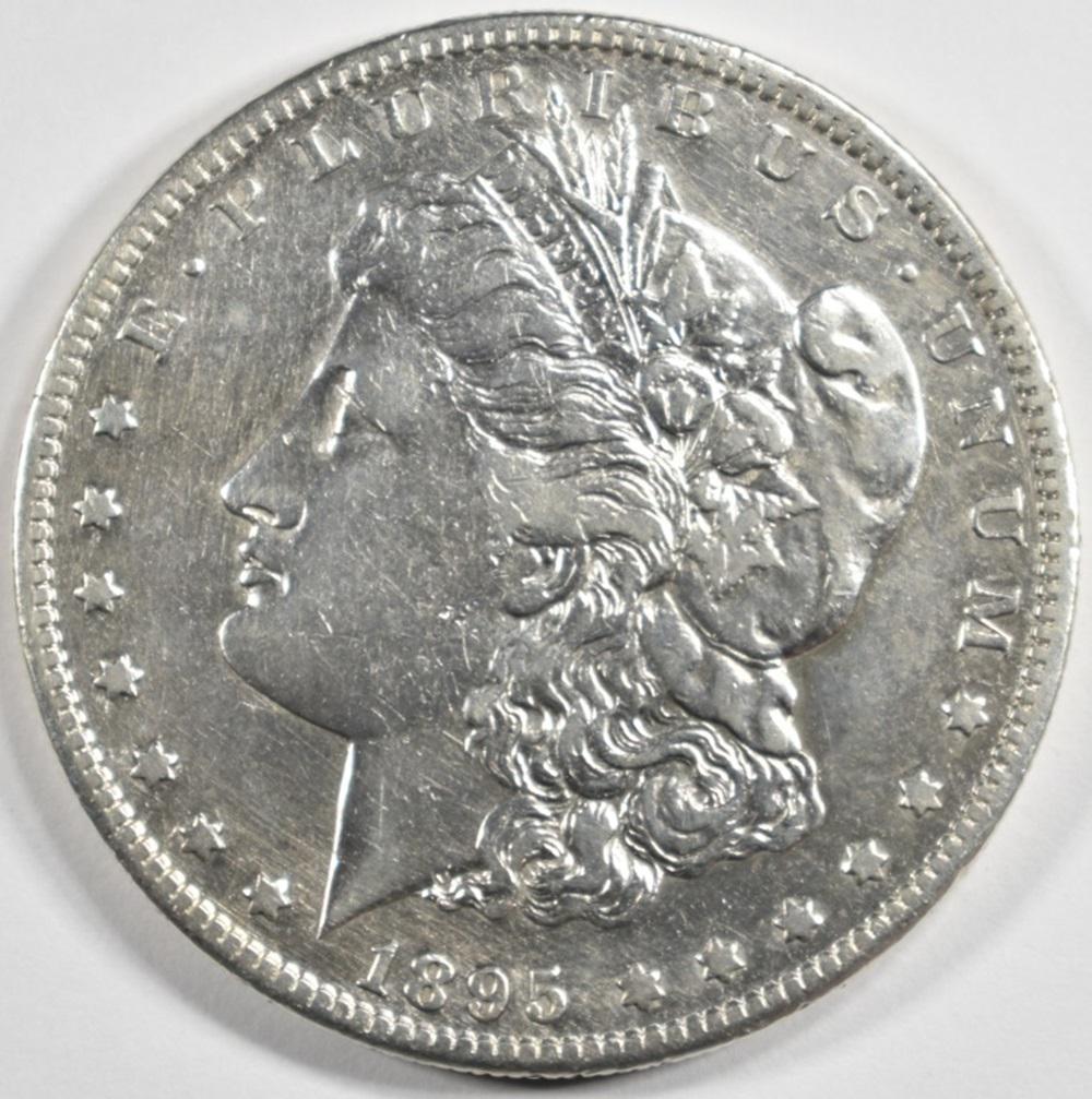 1895-S MORGAN DOLLAR XF/AU: CHECK OUT OUR UPCOMING AUCTIONS ESTIMATE $1600 - $1800.