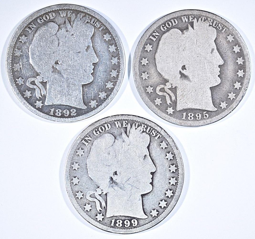 1892, 95 & 99 BARBER HALF DOLLARS (1 of 2)