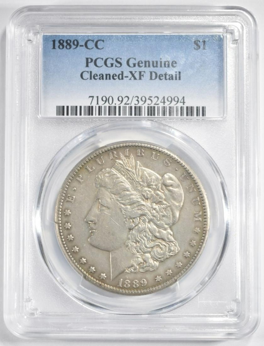 1889 CC MORGAN DOLLAR PCGS CLEANED XF DETAILS (1 of 4)