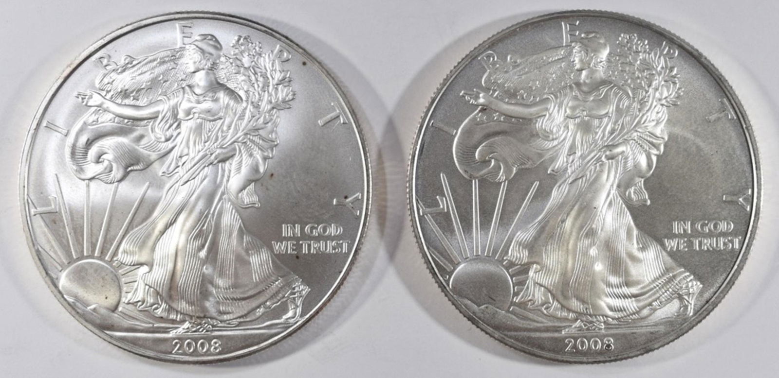 (2) 2008 AMERICAN SILVER EAGLES BU (1 of 2)