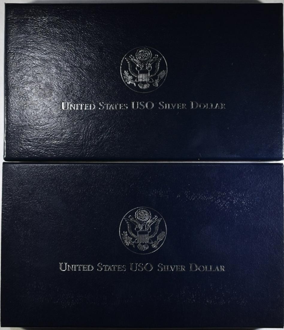 (2) 1991 US USO PR SILVER DOLLAR COMMEMS (1 of 3)
