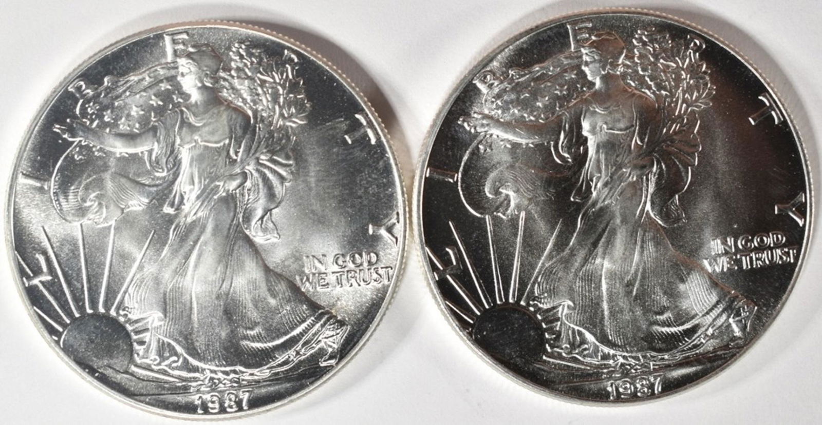 (2) 1987 AMERICAN SILVER EAGLES BU (1 of 2)