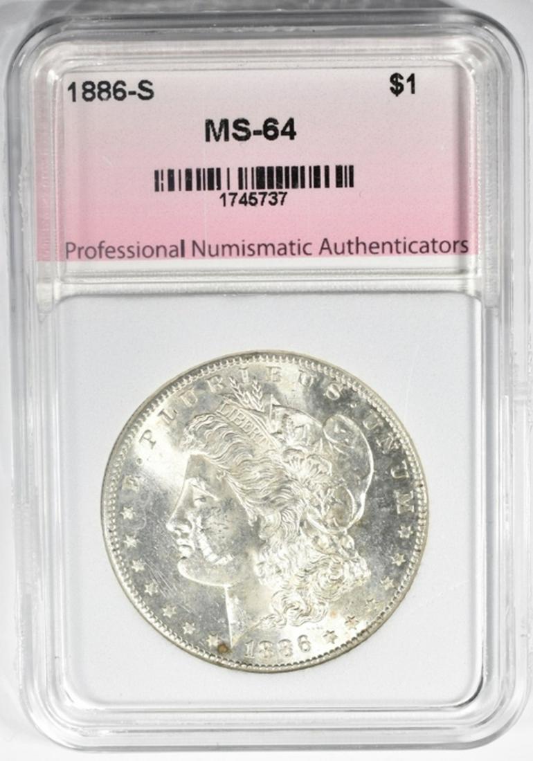 1886-S MORGAN DOLLAR PNA CH BU: LEADERS IN ON-LINE AUCTIONS ESTIMATE $1000 - $1200.