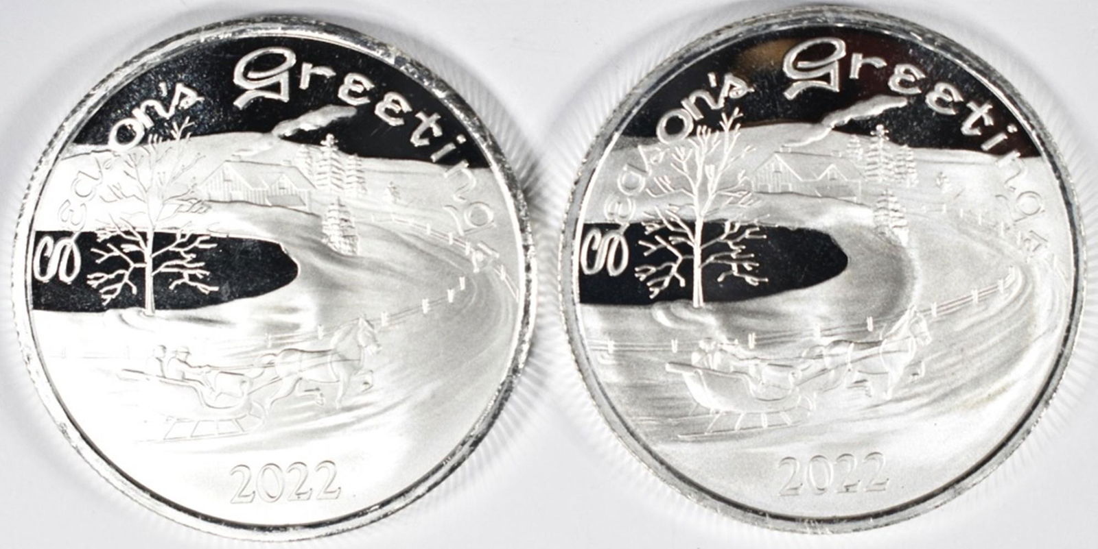 (2) 2022 SEASONS GREETINGS 1OZ .999 SILVER ROUND (1 of 2)