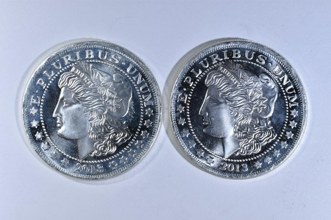 (2) 2013 MORGAN STYLE  1 OZ .999 SILVER ROUNDS (1 of 2)
