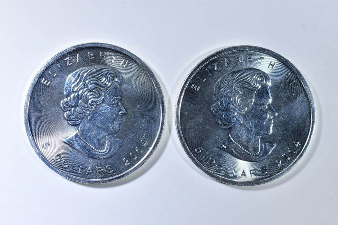 (2) 1OZ  CANADIAN MAPLE LEAFS .999 SILVER ROUNDS (1 of 2)