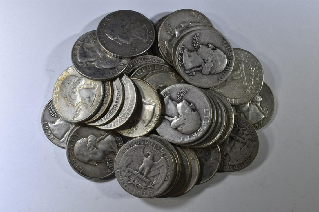 (40) 90% SILVER WASHINGTON QUARTERS (1 of 3)