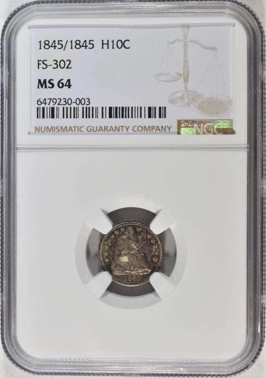 1845/1845 LIBERTY SEATED HALF DIME NGC MS64 (1 of 4)