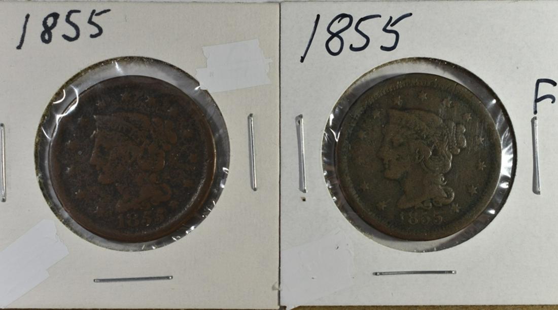 (2) 1855 LARGE CENTS VG/F (1 of 2)