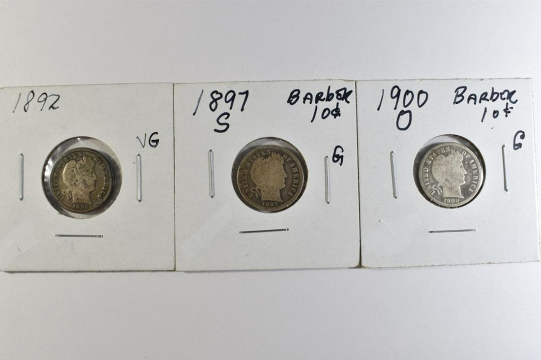 (3) MIXED DATE BARBER DIMES G/VG (1 of 2)