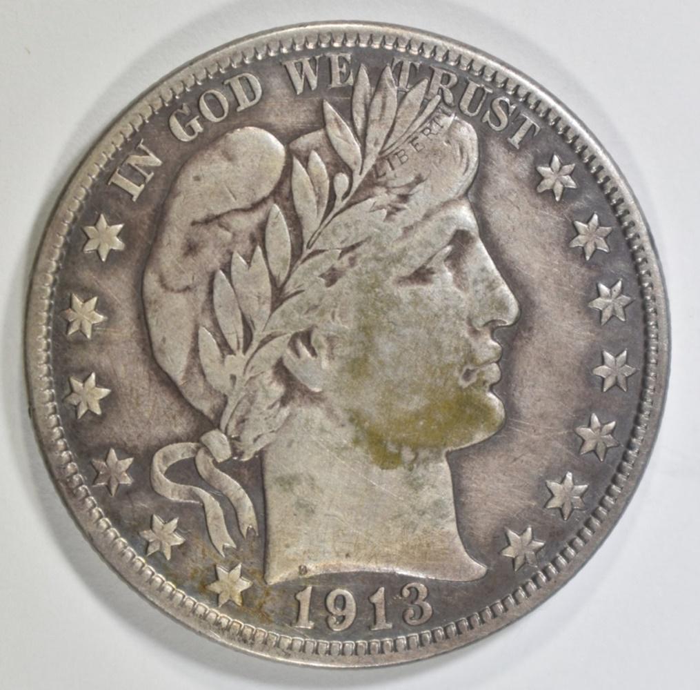 1913-D BARBER HALF DOLLAR VF (1 of 2)