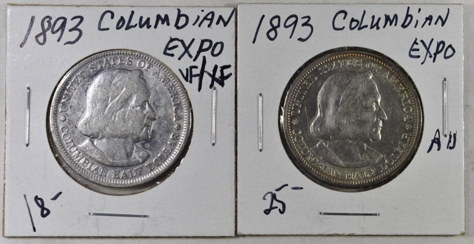 (2) 1893 COLUMBIAN EXPO COMM HALF DOLLARS AU,VF/XF (1 of 2)