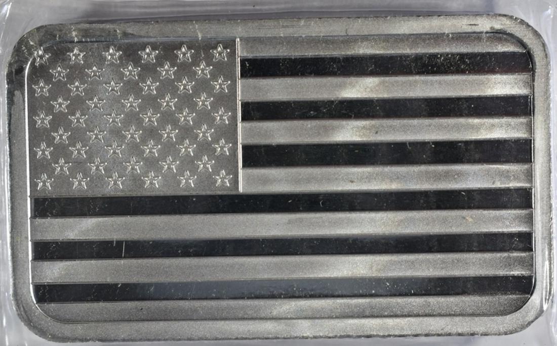 FIVE OZ .999 SILVER FLAG BAR (1 of 2)