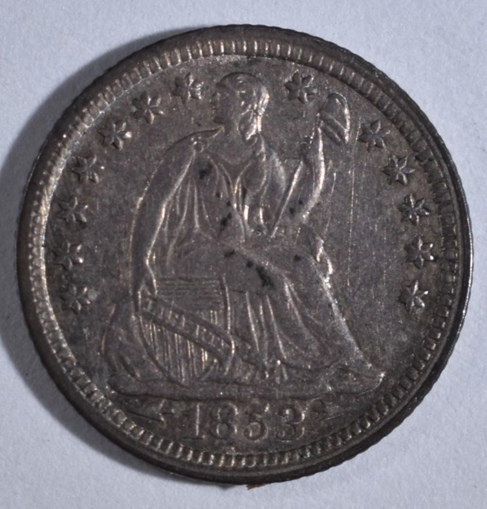 1853 Seated Liberty Half Dime Au/bu