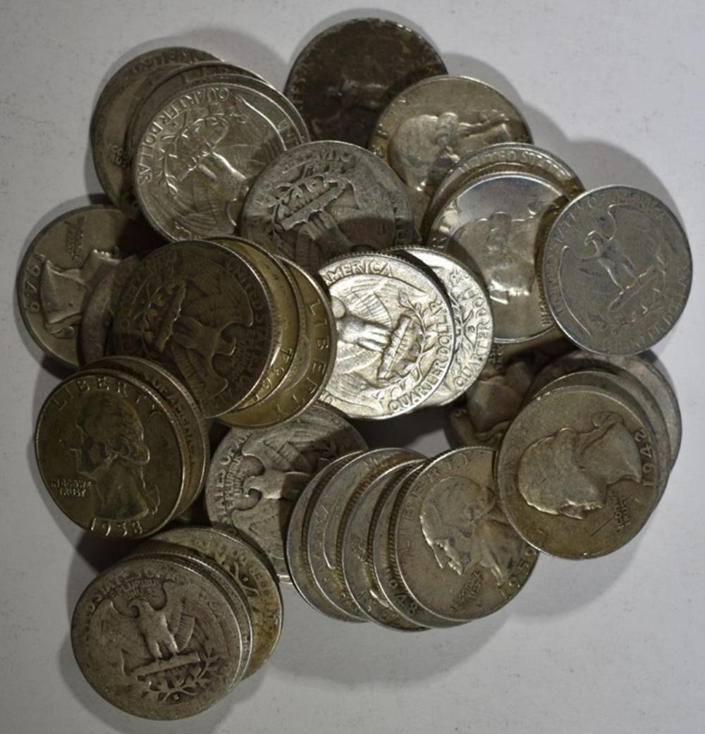 (40) 90% SILVER WASHINGTON QUARTERS (1 of 2)