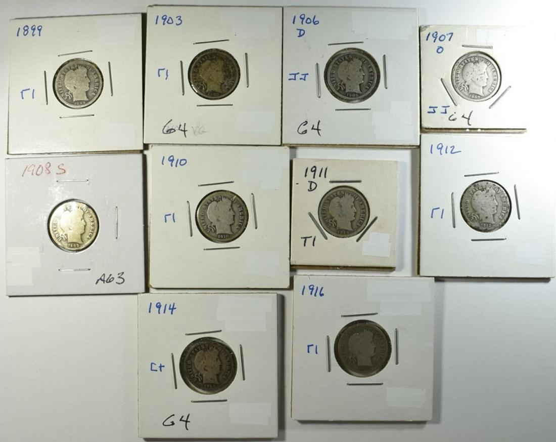 (10) MIXED DATE BARBER DIMES (1 of 2)